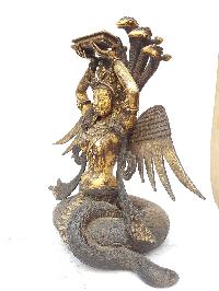 Tibetan Statue Of Naga Kanya [full Fire Gold Plated], Antique Finishing