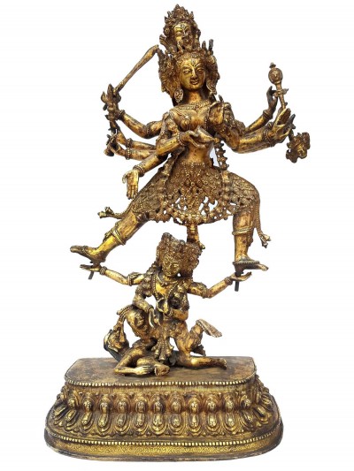 Tibetan Statue Of Siddhi Lakshmi [full Fire Gold Plated], Antique Finishing