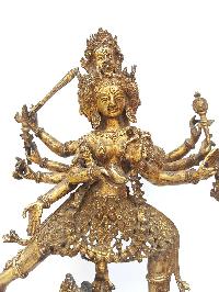 Tibetan Statue Of Siddhi Lakshmi [full Fire Gold Plated], Antique Finishing