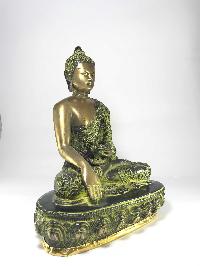 Statue Of Shakyamuni Buddha In Green Antique Finishing