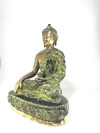 Statue Of Shakyamuni Buddha In Green Antique Finishing