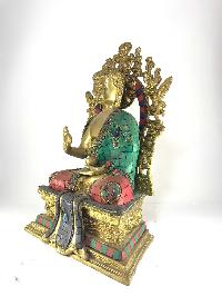 Statue Of Statue Of Blessing Buddha On Throne With [stone Setting]