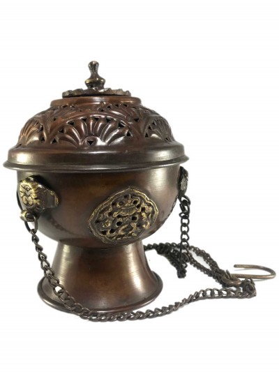 Tibetan Copper Incense Burner, [antique Finishing], [hanging & Swinging]