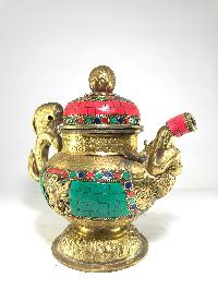 Tibetan Bhumpa- Bhumba Water Pot, With [stone Setting]