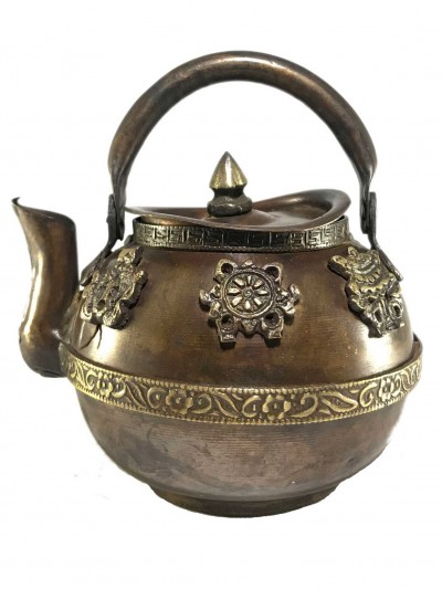 Tibetantea And Water Offering Vessel, With Ashta Mangal, [antique Finishing]