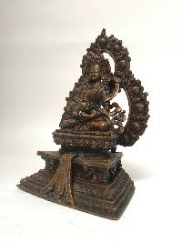 Tibetan Statue Of Amitayus, Aparimita, On Throne [chocolate Oxidized], Chepame