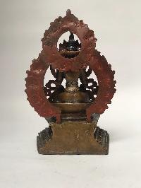 Tibetan Statue Of Amitayus, Aparimita, On Throne [chocolate Oxidized], Chepame