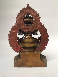 Tibetan Statue Of Avalokiteshvara, Chenrezig, On Throne [chocolate Oxidized]