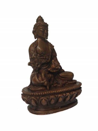 Tiny Tibetan Statue Of Medicine Buddha, [chocolate Oxidized]
