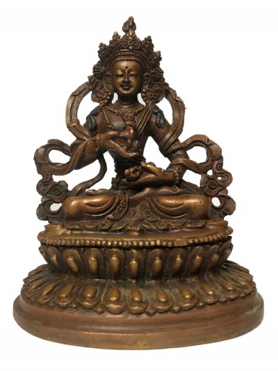 Tibetan Statue Of Vajrasattva, On Double Lotus Base [chocolate Oxidized]
