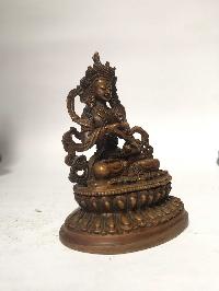 Tibetan Statue Of Vajrasattva, On Double Lotus Base [chocolate Oxidized]