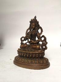 Tibetan Statue Of Vajrasattva, On Double Lotus Base [chocolate Oxidized]