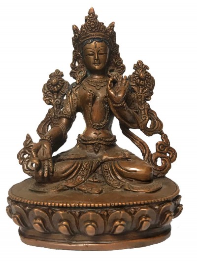Tibetan Statue Of White Tara, [chocolate Oxidized]