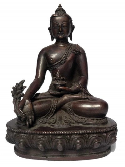 Tibetan Statue Of Medicine Buddha, [chocolate Oxidized]
