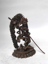 Tibetan Statue Of Simhamukha Yogini, Senge Dongma, [chocolate Oxidized]