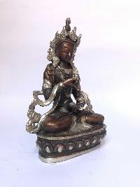 Tibetan Statue Of Vajrasattva, [silver Plated Oxidized]