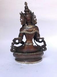 Tibetan Statue Of Vajrasattva, [silver Plated Oxidized]
