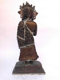 Tibetan Statue Of Dipankara Buddha, [silver Plated Oxidized]