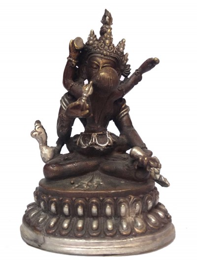 Tibetan Statue Of Vajrasattva, [silver Plated Oxidized]