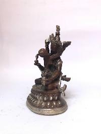 Tibetan Statue Of Vajrasattva, [silver Plated Oxidized]