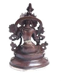 Tibetan Statue Of White Tara, Double Lotus Base, [silver Plated Oxidized]
