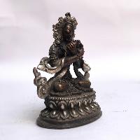 Tibetan Statue Ofvajradhara, Double Lotus Base, [silver Plated Oxidized]