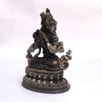 Tibetan Statue Ofvajradhara, Double Lotus Base, [silver Plated Oxidized]