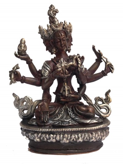 Tibetan Statue Of Ushnisha Vijaya,. Namgyalma, [silver Plated Oxidized]