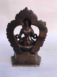 Tibetan Statue Of Vajrasattva, On Throne, [silver Plated Oxidized]