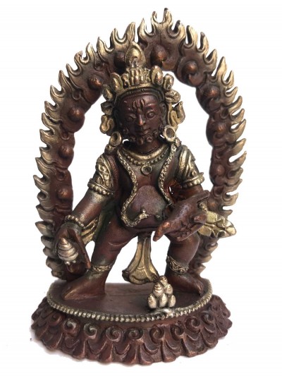 Tibetan Statue Of Black Jambhala, [silver Plated Oxidized]