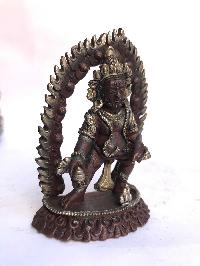 Tibetan Statue Of Black Jambhala, [silver Plated Oxidized]