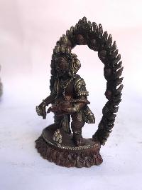Tibetan Statue Of Black Jambhala, [silver Plated Oxidized]