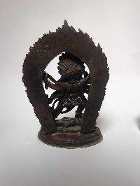 Tibetan Statue Of Black Mahakala, [silver Plated Oxidized]