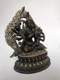 Tibetan Statue Of Chundi, [silver Plated Oxidized], [cundi, Chandi]