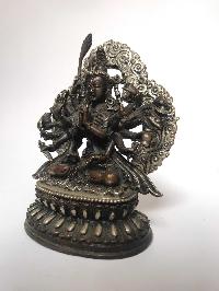 Tibetan Statue Of Chundi, [silver Plated Oxidized], [cundi, Chandi]