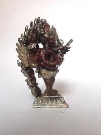 Tibetan Statue Of Vajrakilaya - Dorje Phurba - Heruka, [silver Plated Oxidized]