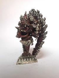Tibetan Statue Of Vajrakilaya - Dorje Phurba - Heruka, [silver Plated Oxidized]