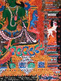 Tibetan Thangka Of Green Tara In [newari Paubha], With [real Gold]
