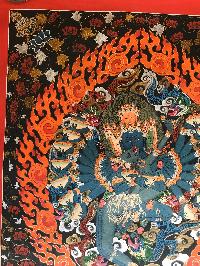 Tibetan Thangka Of Hevajra - Heruka With Consort, [shakti], Yab-yum In [newari Paubha], With [real Gold]