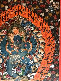 Tibetan Thangka Of Hevajra - Heruka With Consort, [shakti], Yab-yum In [newari Paubha], With [real Gold]