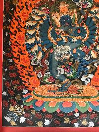 Tibetan Thangka Of Hevajra - Heruka With Consort, [shakti], Yab-yum In [newari Paubha], With [real Gold]
