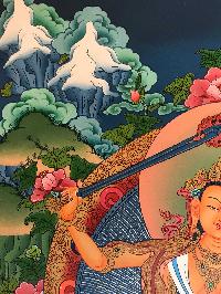 Tibetan Thangka Of Manjushri,traditional Color, [using Real Gold]