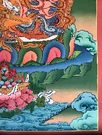 Tibetan Thangka Of Manjushri,traditional Color, [using Real Gold]