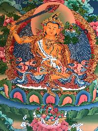 Tibetan Thangka Of Manjushri,traditional Color, [using Real Gold]