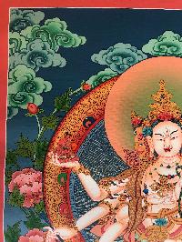 Tibetan Thangka Of Ushnishavijaya - Namgyalma,traditional Color, [using Real Gold]