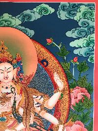 Tibetan Thangka Of Ushnishavijaya - Namgyalma,traditional Color, [using Real Gold]