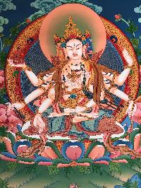 Tibetan Thangka Of Ushnishavijaya - Namgyalma,traditional Color, [using Real Gold]