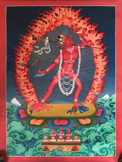 Tibetan Thangka Of Vajrayogini,traditional Color, [using Real Gold]