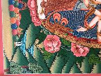 Tibetan Thangka Of Standing Vasudhara,traditional Color, [using Real Gold]