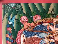 Tibetan Thangka Of Standing Vasudhara,traditional Color, [using Real Gold]